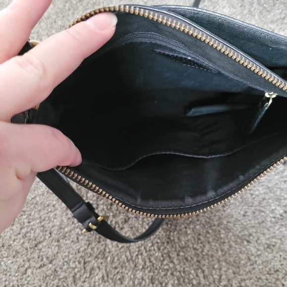 Fossil Leather Gingham Crossbody Purse with lots of pockets - Picture 11 of 14